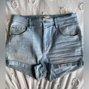Light-wash Cuffed Denim Shorts